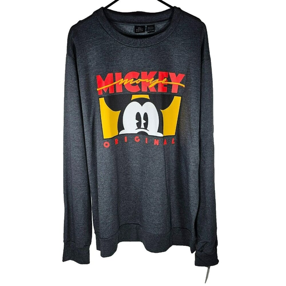 Disney Mickey Mouse Original Pullover Crew Neck Sweatshirt Men's Size XXL Gray